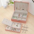 Double-layer Jewlery Box Ring Box Jewelry Boxes with Locks, PU Leather Jewelry Storage Organizer and Makeup Case