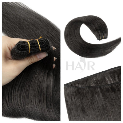 Natural Human Hair Sew-in Double Weft Extensions 50G 12-22 Inch Machine-Remy Full Head Bundle for Hair Extensions