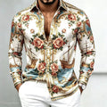 Men's Retro Baroque Printed Satin Silk Shirt Long Sleeved | SAMAG