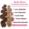 12A Human Crochet Hair Body Wave Bundles Human Hair For Women Knotless Pre-Separated #27 Honey Blonde Feather Crochet Human Hair