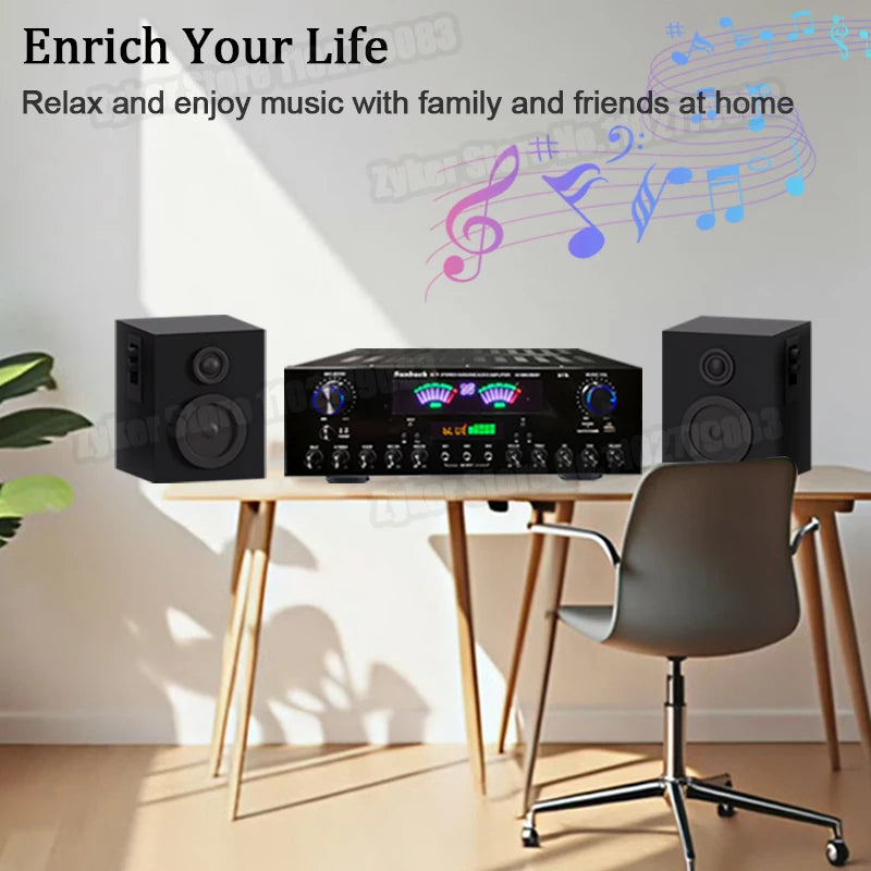 SUNBUCK 999BT Bluetooth HiFi Sound Amplifier Dual Dynamic Screen Subwoofer High-power Amplifier S For Home Cinema System Karaoke