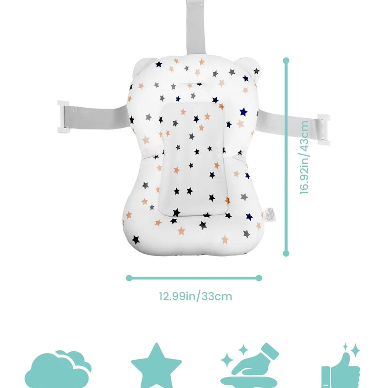 Baby Bath Support Seat Star Pattern Print 3D Breathable Mesh Soft Padded Pillow Non-Slip Infant Newborn Bath