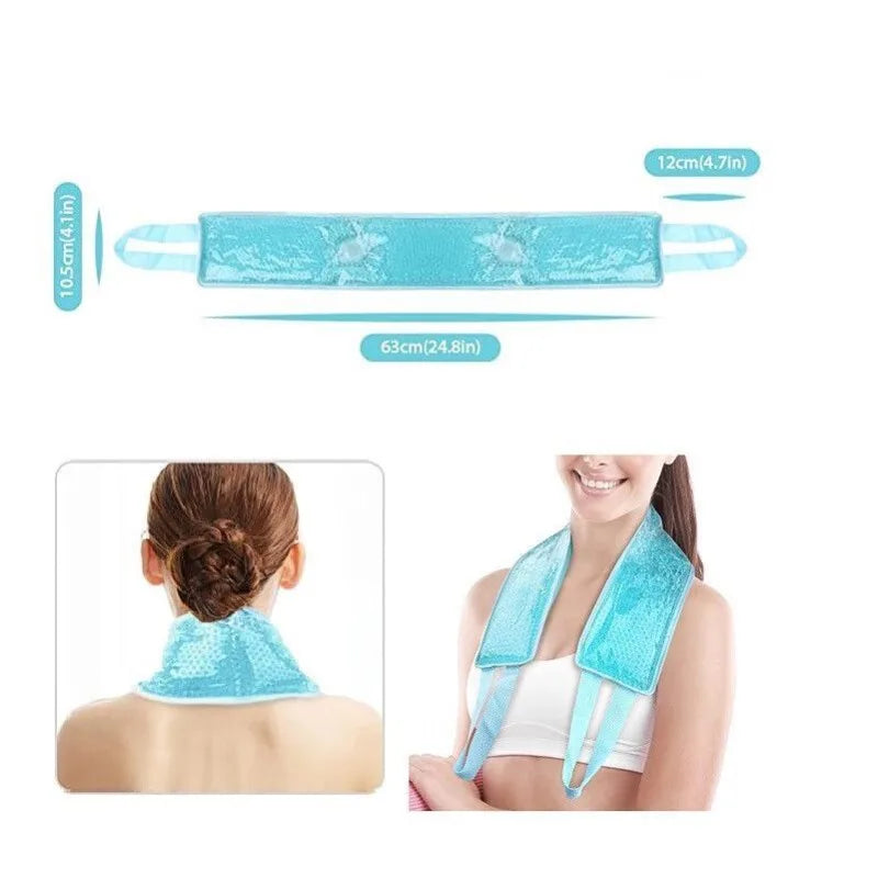 Ice Neck Wrap Cold Compress Pack Cooling Relief Neck Shoulder Care Sky Blue Portable Reusable Daily Outdoor Comfort Cool Supply
