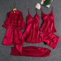 5-piece Set of Women's Sleepwear Sexy Silk Nightgown Lace | SAMAG