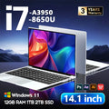 2026 14.1"Laptop Intel Core i7 8650U Atom A3950 Portable Laptops Windows 11 Computer 4K HD 12GB RAM 1TB 2TB SSD Notebook Office
