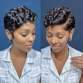 13x4x1 Lace Frontal Wig Loose Curly Wave Human Hair Brazilian Remy Hair Short Bob Pixie Cut Wig Human Hair 6 Inch 150% Density