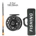 Carbon Fiber Fly Fishing Rod Reel Combo Kit 240cm 270cm Portable Full Set With Simulation Fly Lures Braided Line Storage Bag 8