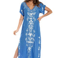 Swimsuit Cover Ups Embroidery V Neck Short Sleeve Swim Cover Up for Women Kaftan Dresses