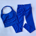 1-2pcs Gym Set Women Backless Tank Tops High Waist Scrunch Seamless Shorts High Waist Yoga Leggings Workout Sets Gym Suit