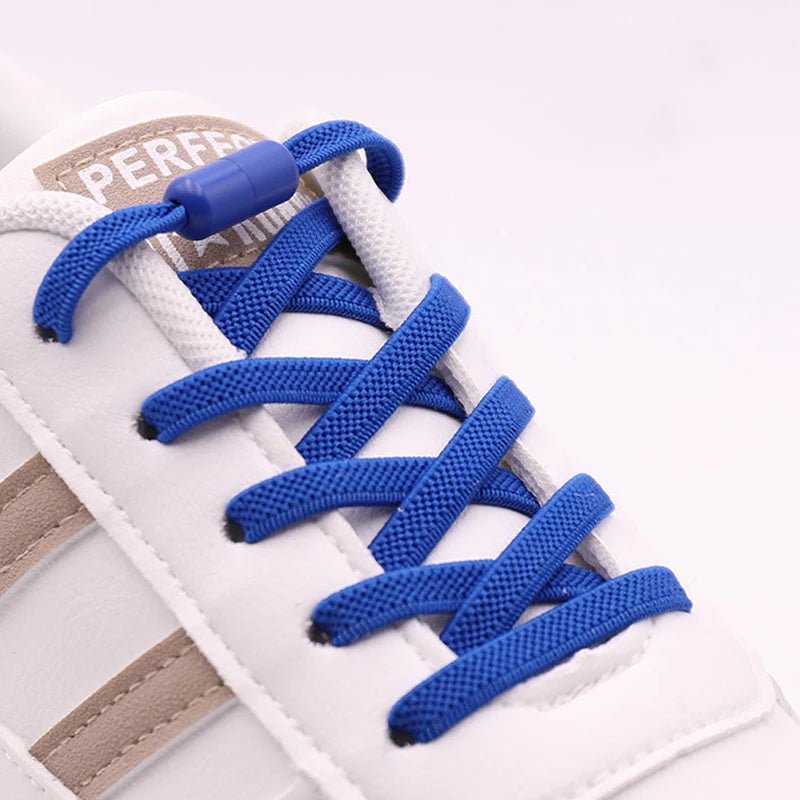 New 1Pair/3Pair Metal Lock Shoe Laces for Sneakers Elastic Stretch No Tie Shoelaces Casual Shoes Running Shoes