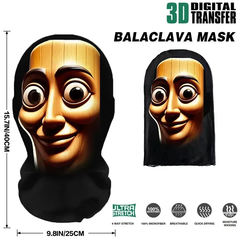 Tung Tung Tung Sahur Riding Mask Funny Breathable Mesh Fabric Mask 3D Mask Cosplay Italian Brainrot Anime Action