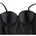 Wechery Women Leather Corset Top Crop Bustier Gothic Bra Push Up Bodice Sexy Lingerie Corselet Party Short Camis Plus Size 6XL
