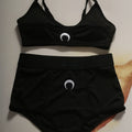 Summer Set Women Sleeveless Lingerie Vest and Shorts Moon Print American Streetwear Sexy Sweet Casual Embroidered Two Piece