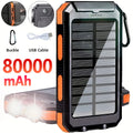 Solar Power Bank 80000mAh Portable Charging Poverbank External Battery Charger Strong Light LDE Light for All Smartphones