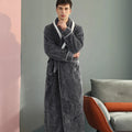 Large Size Flannel Men's Long Robe Kimono Gown Winter Thicken Sleepwear Loungewear Loose Coral Fleece Couple Pajama Home Clothes