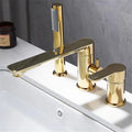 Brushed Gold Bathtub Faucet Widespread Bathtub Sink Mixer Tap black Brass Bathroom Bath Shower Faucet with Hand shower Head