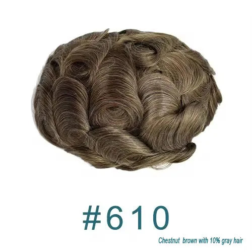 Super Ultra Thin Skin 0.02mm 80-100%Density Men Toupee Brown Black 210# Human Hair System Undetectable Natural Hairline Prosthes