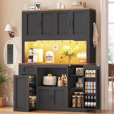 71 Pantry Cabinet with Charging Station and LED Light | SAMAG