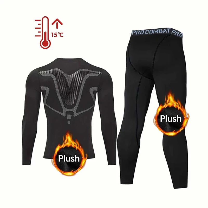 New men training sets, 2 sets elastic warm clothes, the gym running daily wearing, flexible and comfortable