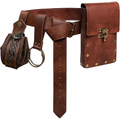 5Pcs/Set Medieval Leather Belt Waist Bag Renaissance Steampunk Vintage Waist Pack Cosplay Halloween Costume Accessories Set ﻿