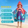 1 Cartoon Hooded Bathrobe Suitable for Boys and Girls, Can Be Unfolded into a Flat Blanket, Polyester Fiber Bath Towel, Children's Small Cape, Water-Absorbent Quick-Dry Beach Towel, Cute Cartoon Swimming Bathrobe for Babies,