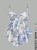 Women's Texture Print Close-Fitting Halter Top Elegant for Vacation Commuting And Daily Wear Single Piece