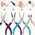 6pcs/set DIY Hand-operated Pliers 4 Tweezers 1 Golden Ring 1 Opening Tool,  Beading Repair Supplies Wire Wrapping Multifunctiona