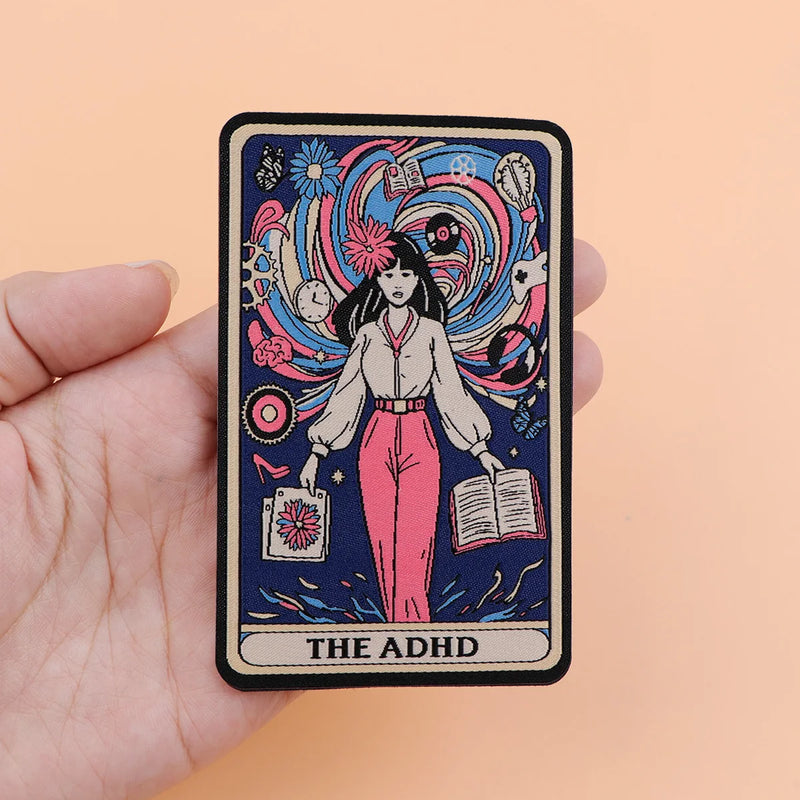 Skeleton Tarot Iron On Patch Clothes Patch For Clothing ADHD Embroidered Patch Garment Apparel Accessories Sewing Stickers