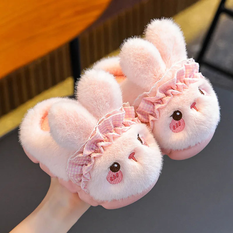 Women's Cotton Slippers Winter Indoor Home Warm and Velvet Household Parent-Child Wool Cotton Shoes Women Wear Outside Winter