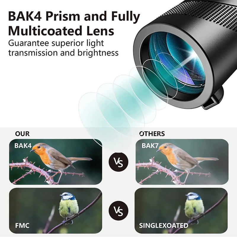 Telescope 10X42 Monocular Powerful for Long-distance Observation with HD Field of View suitable for Outdoor Camping Hunting