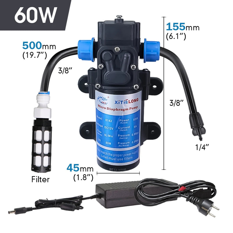 0.7MM Brass Nozzle 60W Self-Priming Pump Timing Misting Spray Kit for Garden Plants Farm Automatic Atomization Cooling System