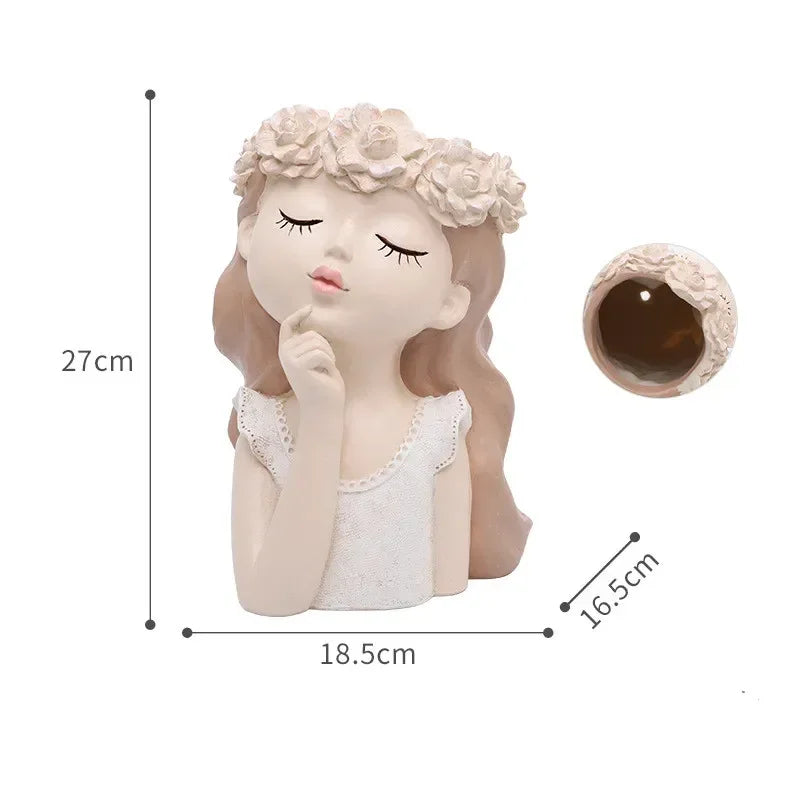 European Art Ornaments Planter Home Decor Humanoid Vase Potted Characters Succulent Flowerpot Portrait Girl Flower Pot