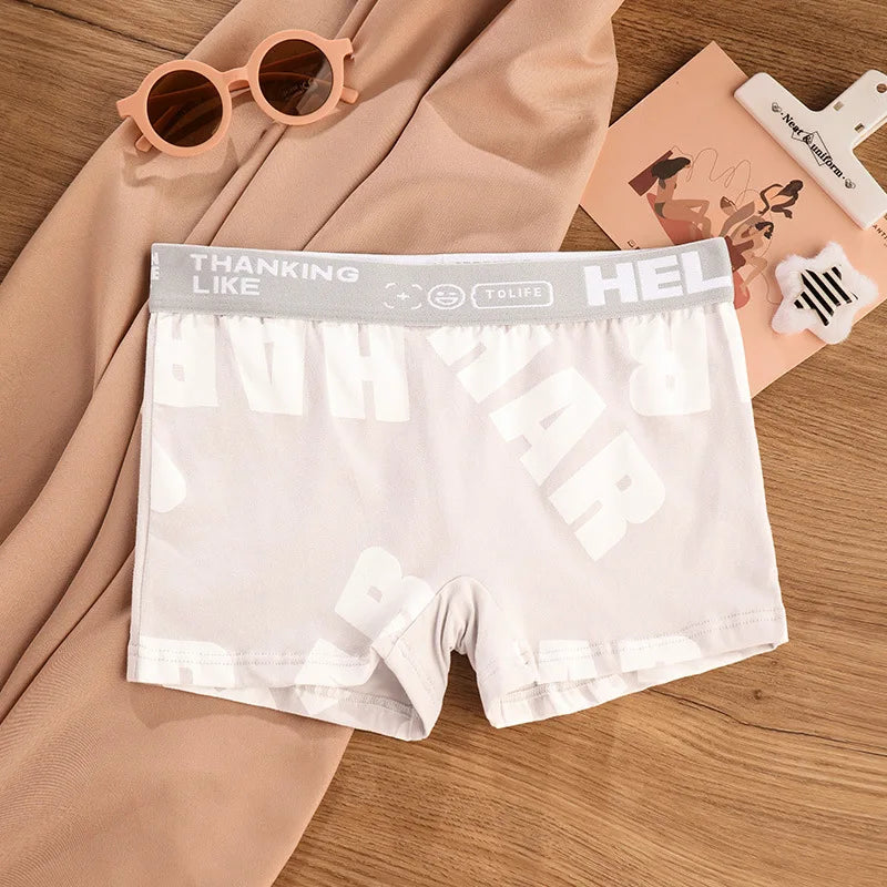 1-3pcs Women Cotton Panties Sports Boxer Underpants Ladies Breathable Letter Pants Mid-waist Beathable Cozy Boyshort Underwear