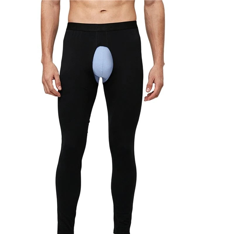 Mens Open Fly Breathable Cotton Thermal Long Johns Black S Eco-Friendly