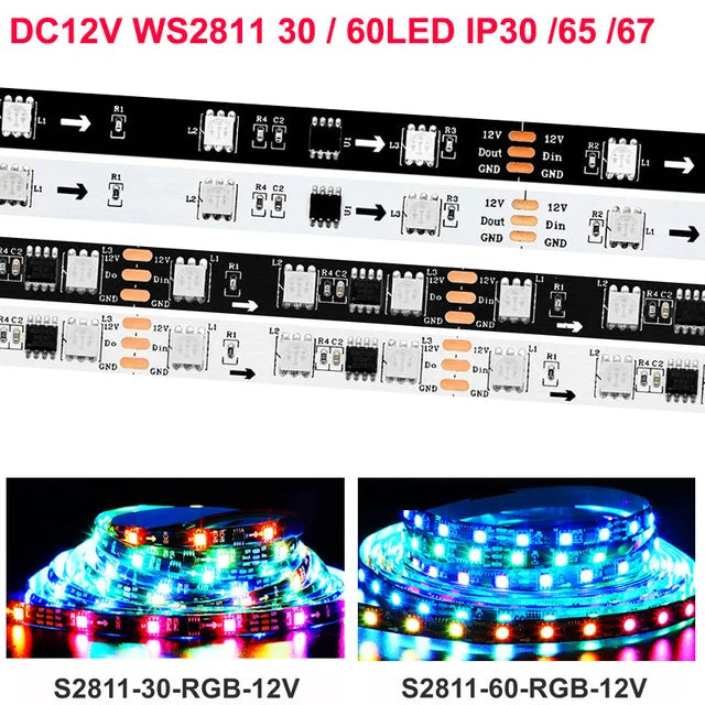 SK6812 RGBW Led Strip Light 4 in 1 Similar WS2812B 1m 5m 30 60 144 LEDs Individual Addressable RGBWW Led Lights IP30 65 67 5V12V
