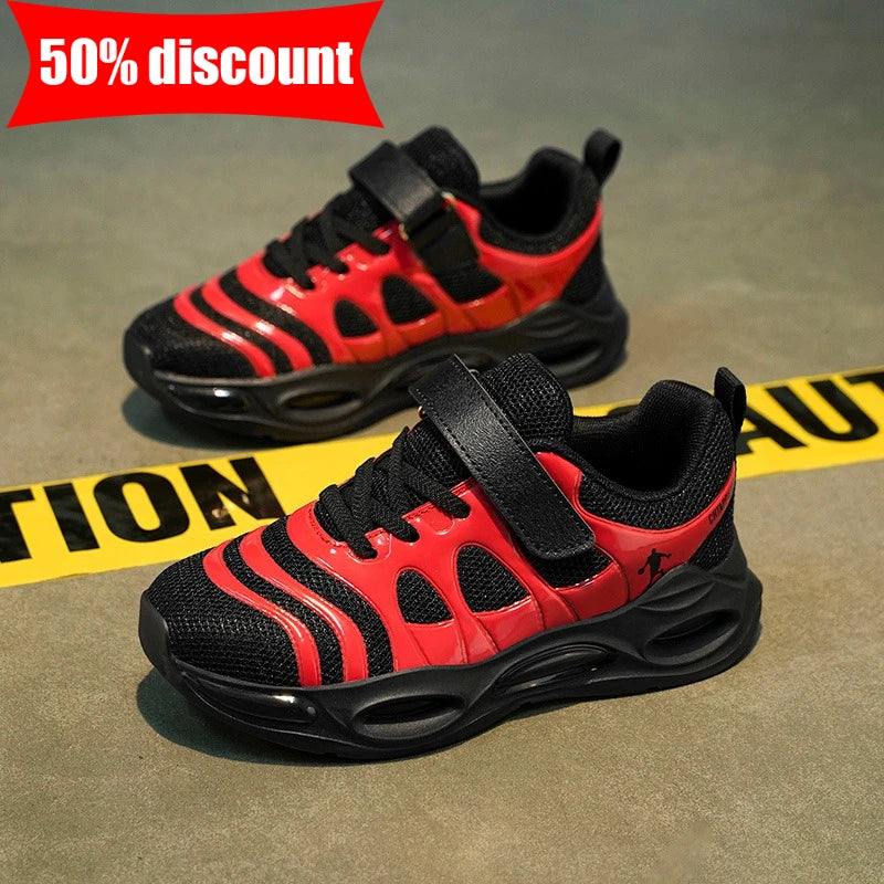 Childrens Sneakers Black Mesh Breathable Comfortable Boys Girls Fashion Casual Shoes Outdoor Soft Elastic Walking Tennis Shoes