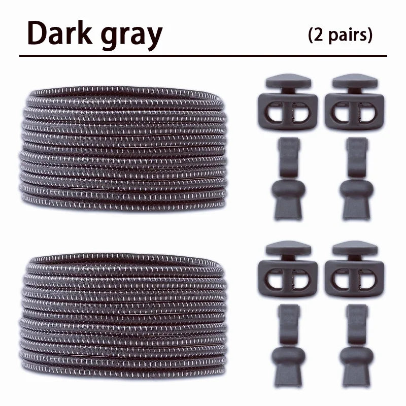 2 Pair No Tie Shoe Laces Kids Adult Quick Laces Round Elastic Shoelaces Without Ties Lock Shoelace Sneakers Shoes Accessories