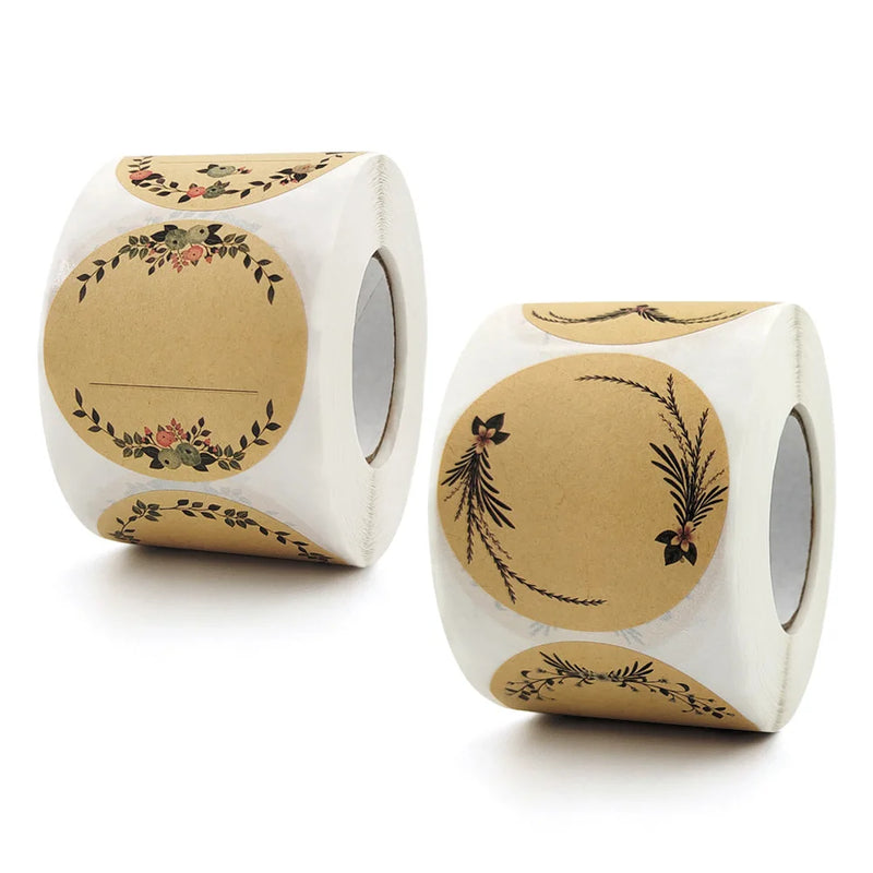 50 - 2 Inch Kraft Paper Flowers Thank You Label Stickers - View 4 | SAMAG