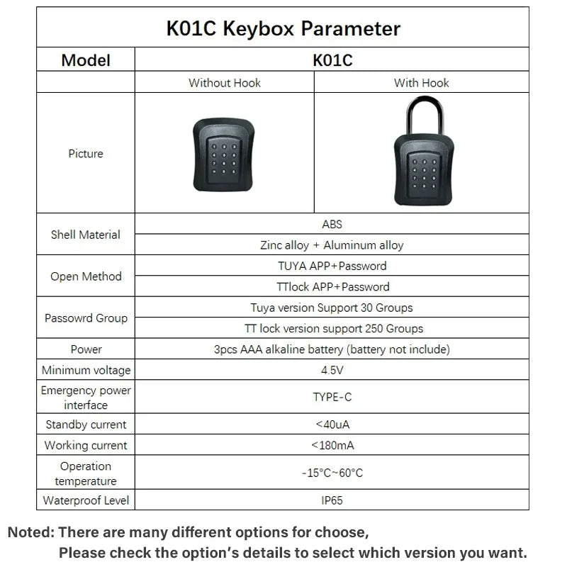 Tuya TTLock APP Key Box Outdoor IP65 Waterproof Smart Password Anti - theft Safe Security Intelligent Metal - View 6 | SAMAG