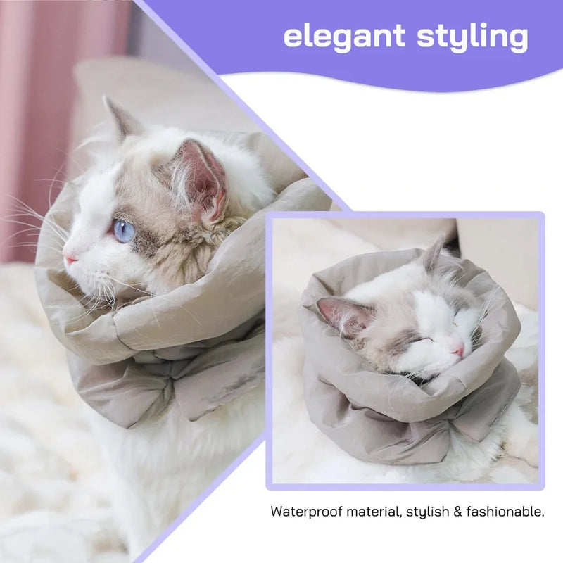 Waterproof Pet Elizabethan Collar Adjustable Anti-Bite Cat Protection Collars Warm Breathable Cat Recovery Cone Pet Wound
