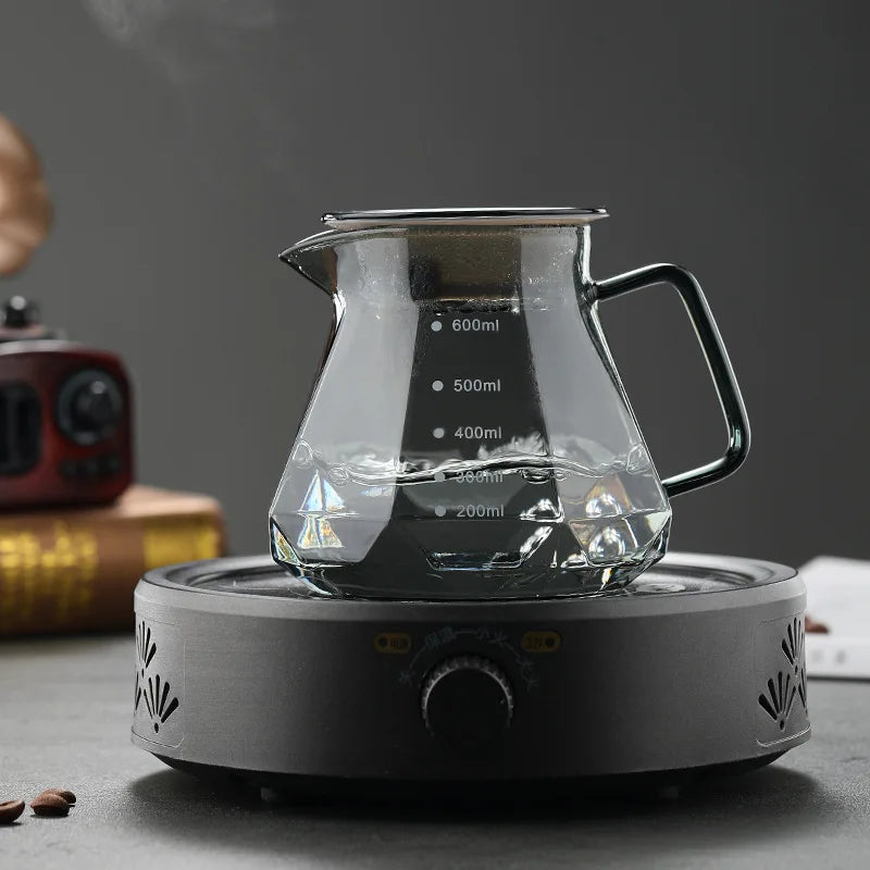 Glass Drip Coffee Maker,Diamond Design Glass Dripper and Filter Holder Manual Coffee Brewer for Home and Office