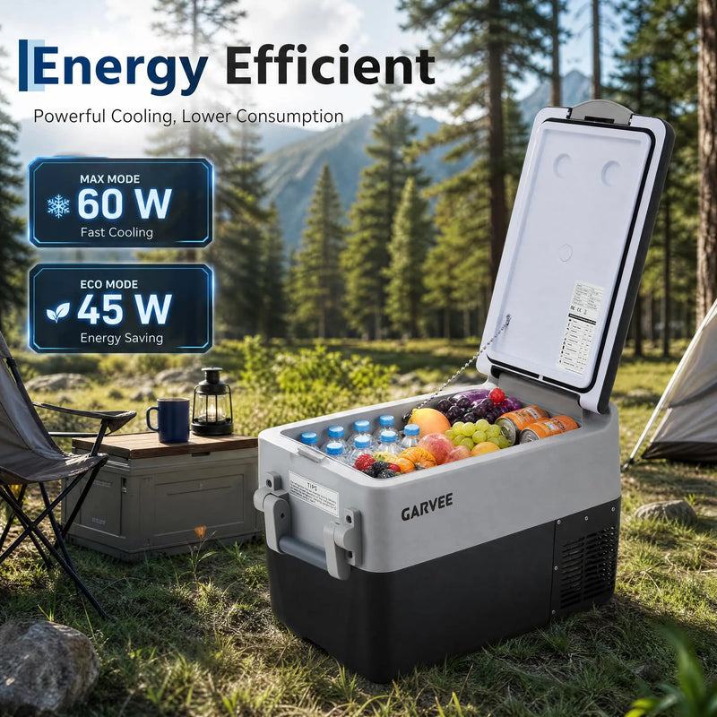 32QT Portable Car Refrigerator Freezer, 12V Electric Cooler With App Control, Dual Zone, -4°F Fast Cooling For RV Camping Travel