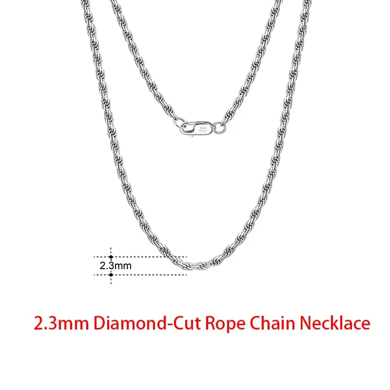 Rinntin 925 Sterling Silver Italian 2.6/3.7/5.0mm Flat Mariner Chain Necklace for Women Men Fashion Neck Chain Jewelry SC78