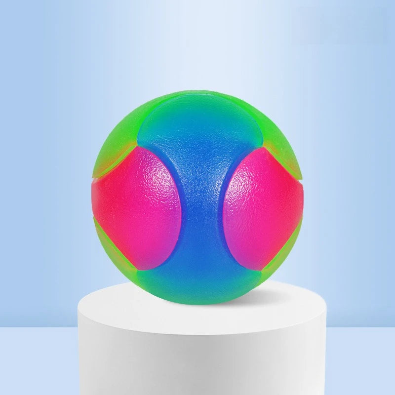 Glowing Bouncy Ball with Whistle Sound Elastic Chew Toy for Dogs Teeth Cleaning Massage Ball Safe Pet Toys Stress Relief Gift‌
