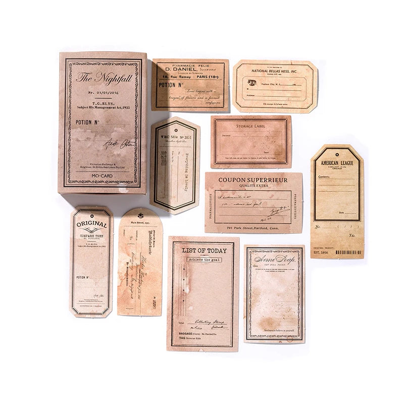 Yoofun 30pcs/box Vintage Label Stickers Retro Diary Scrapbooking Collage Junk Journal Stickers Office School Stationery Label