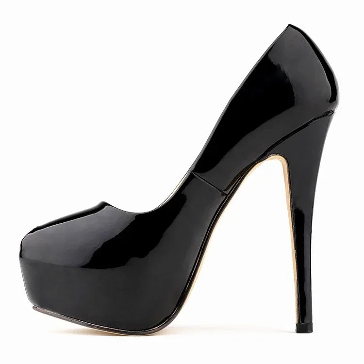 Women Sexy Pumps Stilettos 14cm Super High Heels Round Toes Platform Thin Heel NightClub Party Dress Red Wedding Shoes Big Size