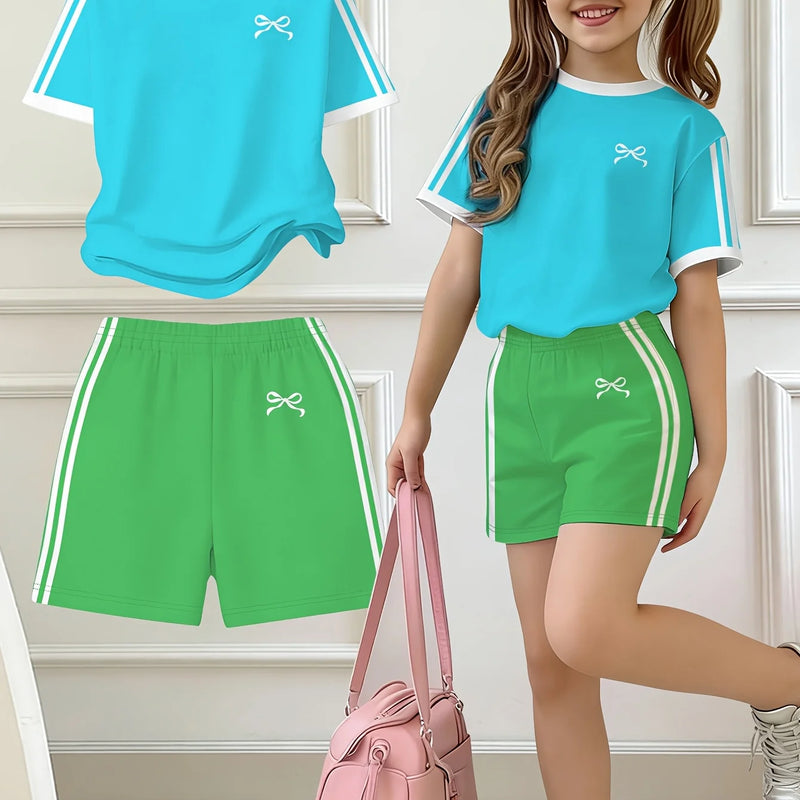 Kids Clothes Girls, , Easy Bow Print Short Sleeve T-Shirt | SAMAG