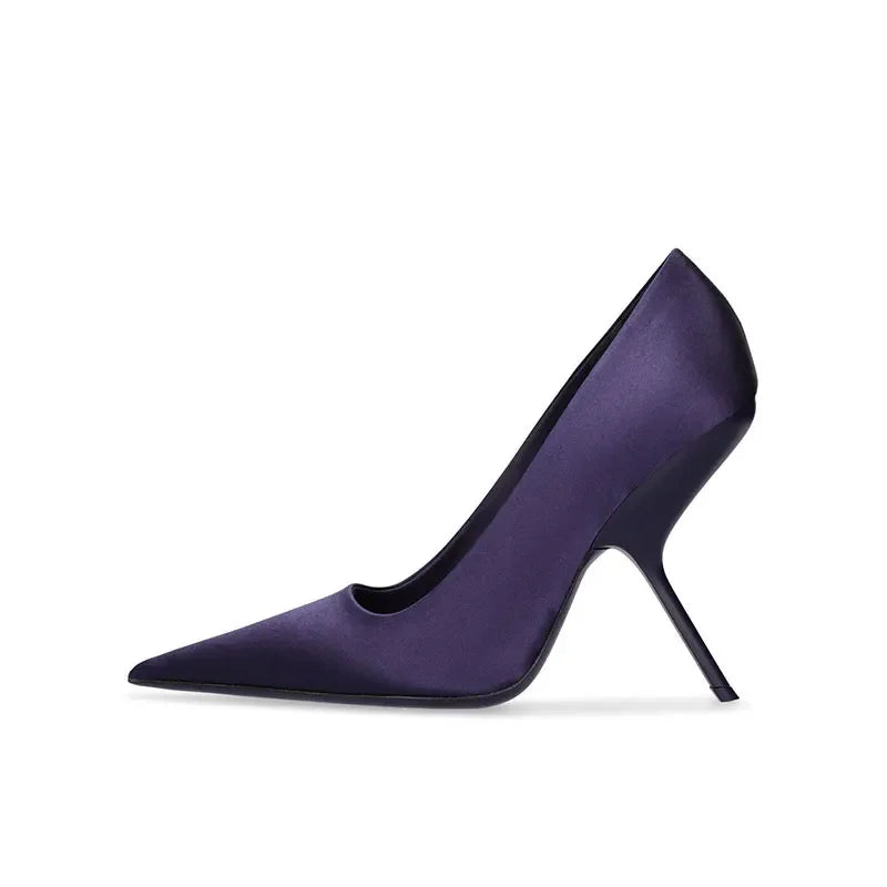 SLSHLYJ Fashion Show Silvery 9cm High Heel Spring Autumn New Irregular Heels Black Red Pointed Sexy Women's Single Shoes Size 43