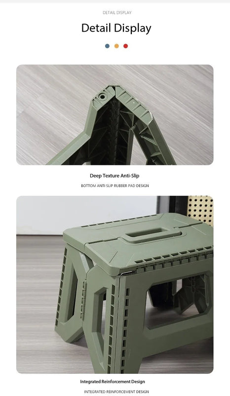 Folding Step Stool Strong Load-bearing Heavy-Duty Chair Travel Use Compact Collapsible Chair with Handle Camping Supplies
