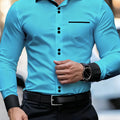 Men's Business Color Block Collar Long Sleeve Shirt, Slim | SAMAG